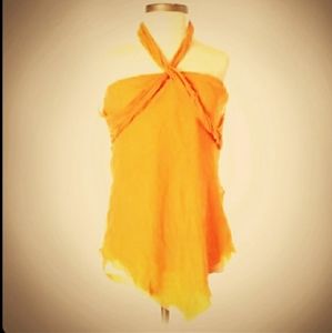 EUC~NICOLE MILLER~Deep Orange 100% Silk XS Dressy/Casual Jrs Top